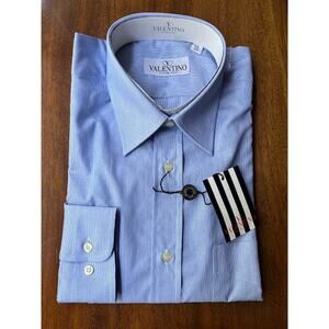 Valentino Chemises Blue Long Sleeve Button Down Dress Shirt Size 16 34